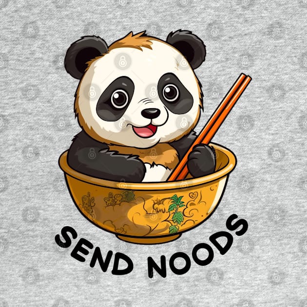 Kawaii Panda in Bowl of Ramen Send Noods by AstroWolfStudio